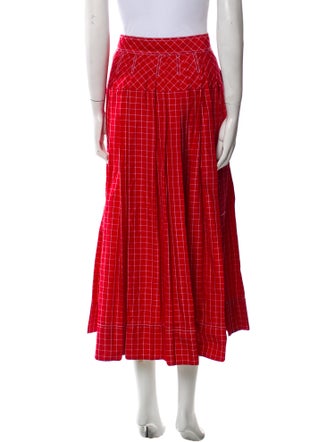 Tory Burch Plaid Print Midi Length Skirt