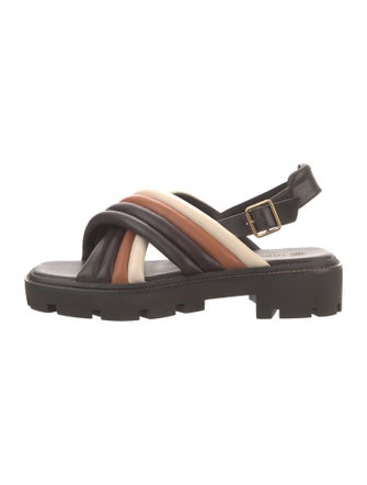 Tory Burch Leather Striped Slingback Sandals