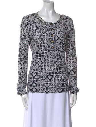 Tory Burch Printed Scoop Neck Blouse