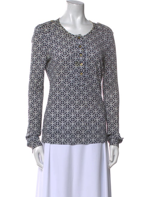 Tory Burch Printed Scoop Neck Blouse