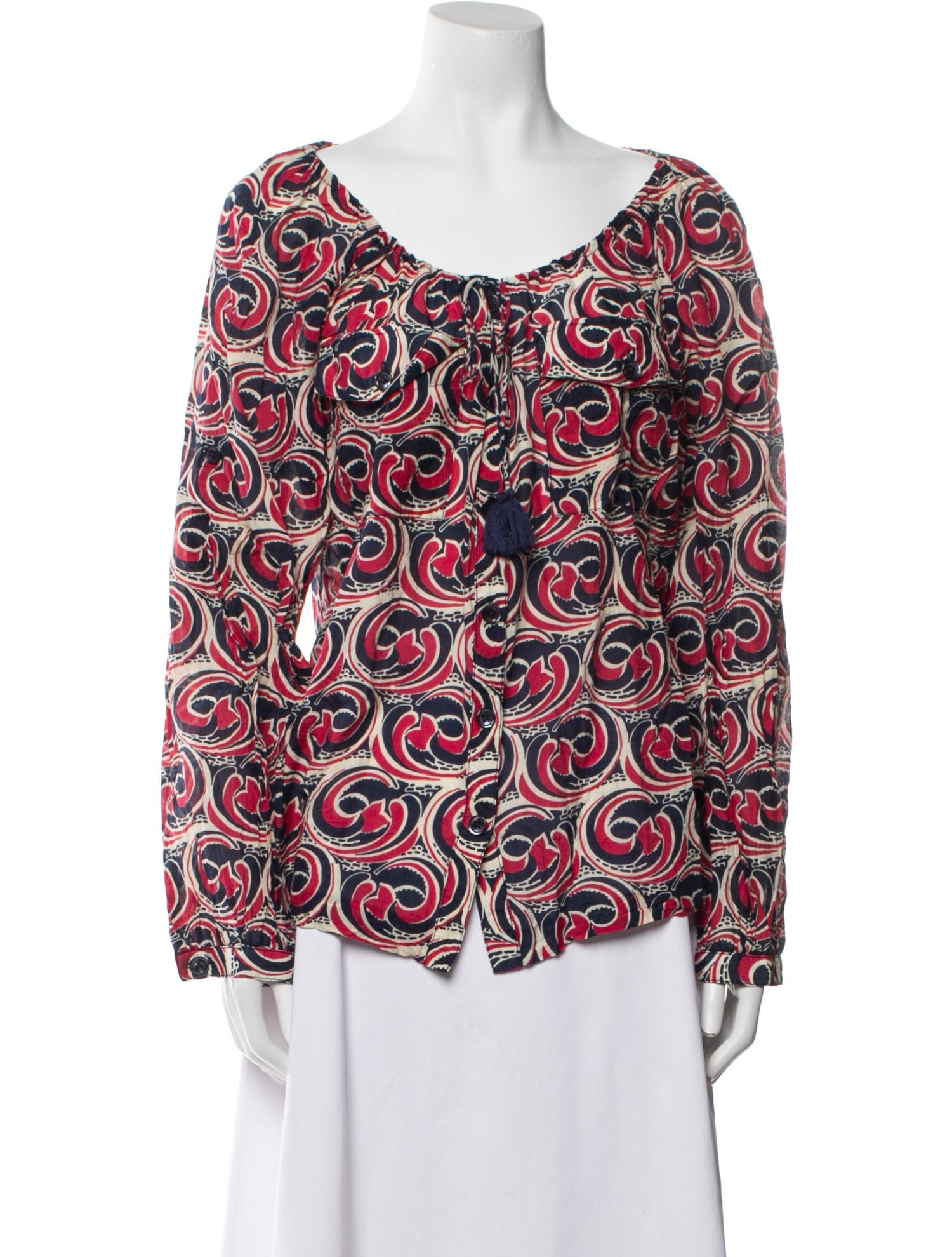 Tory Burch Printed Scoop Neck Blouse