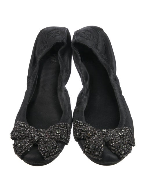 Tory Burch Leather Bow Accents Ballet Flats