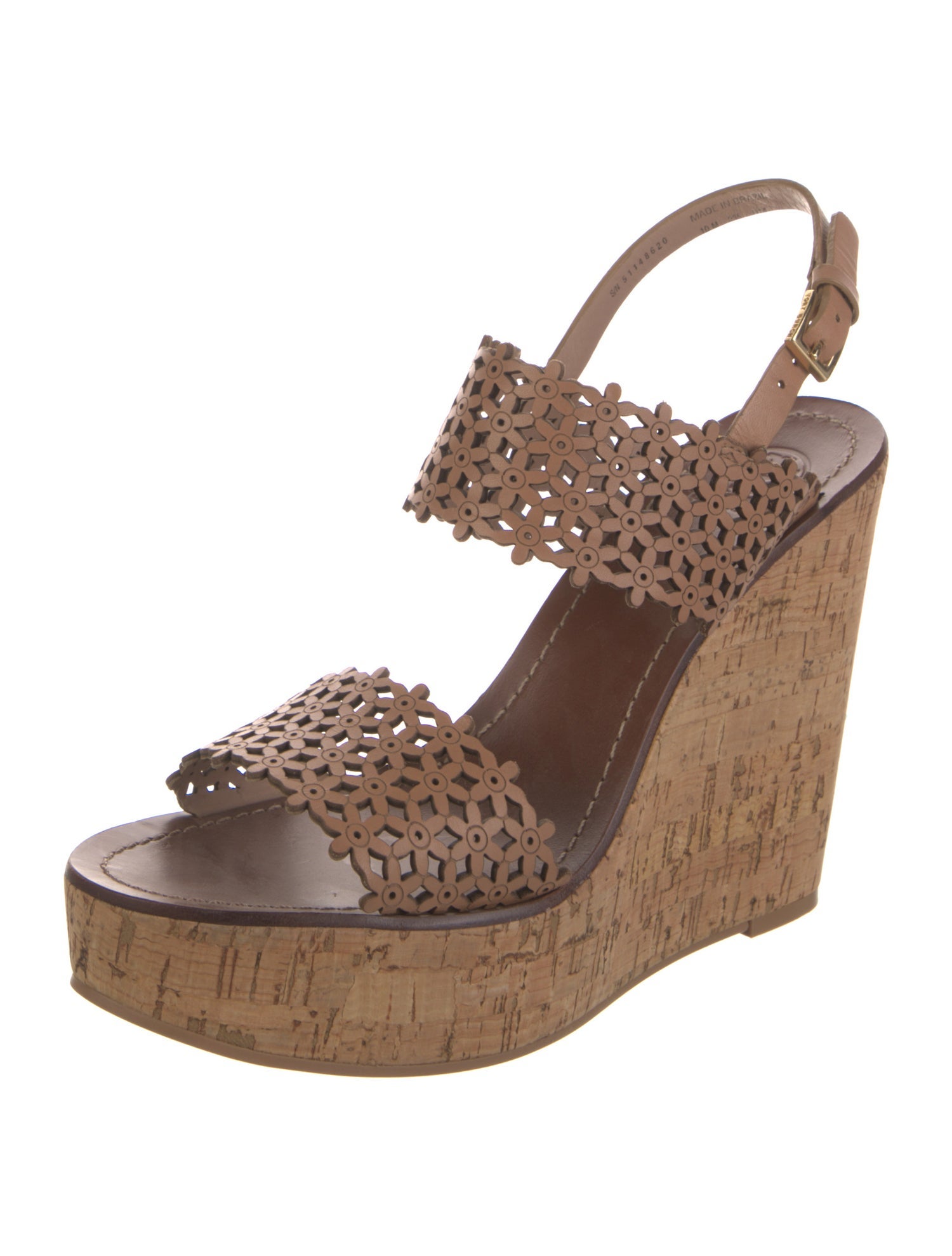 Tory Burch Leather Animal Print Slingback Sandals