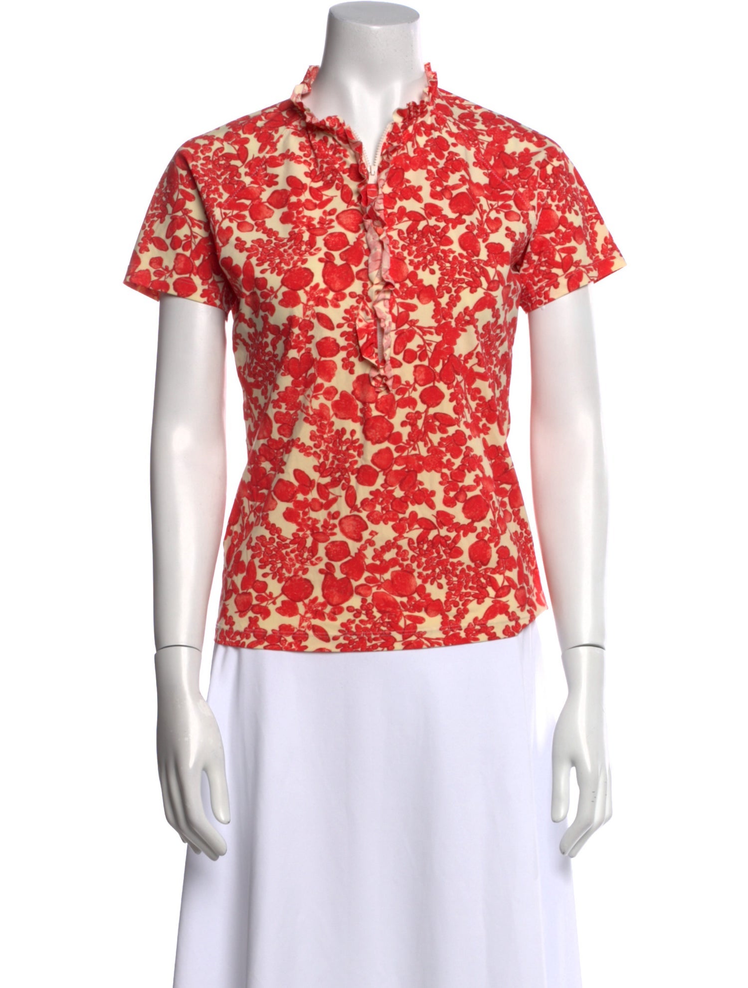 Tory Burch Printed V-Neck Polo