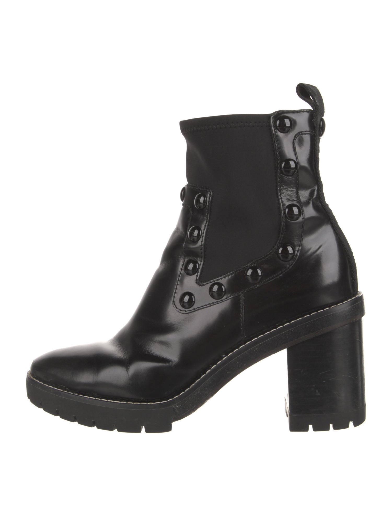 Tory Burch Patent Leather Studded Accents Combat Boots