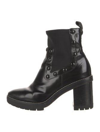 Tory Burch Patent Leather Studded Accents Combat Boots