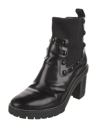 Tory Burch Patent Leather Studded Accents Combat Boots