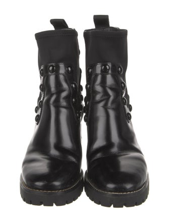 Tory Burch Patent Leather Studded Accents Combat Boots
