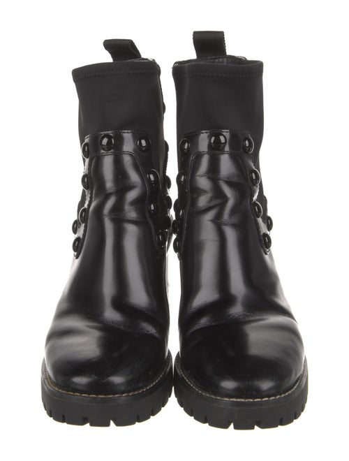 Tory Burch Patent Leather Studded Accents Combat Boots