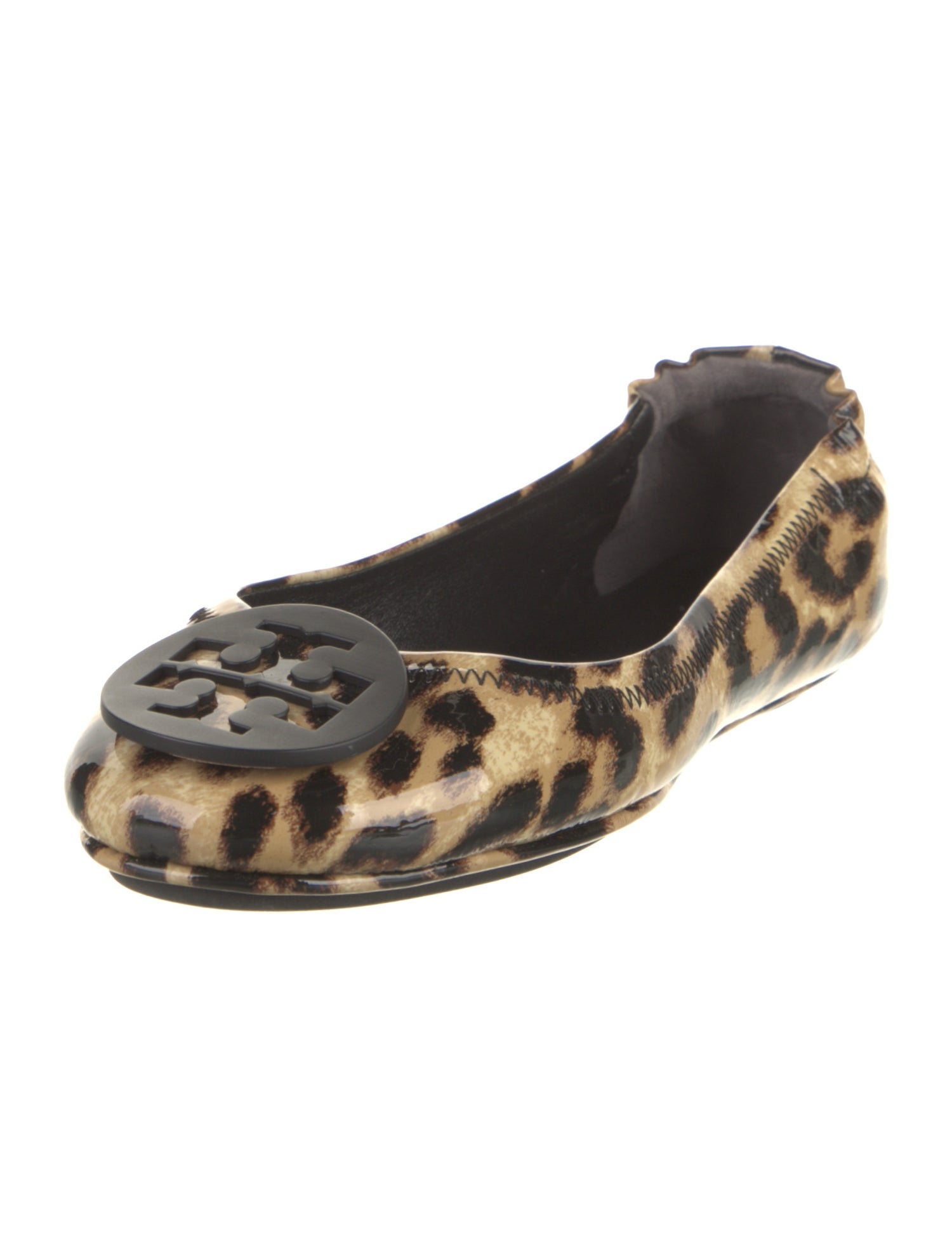 Tory Burch Patent Leather Animal Print Ballet Flats