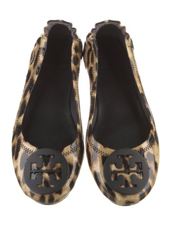 Tory Burch Patent Leather Animal Print Ballet Flats