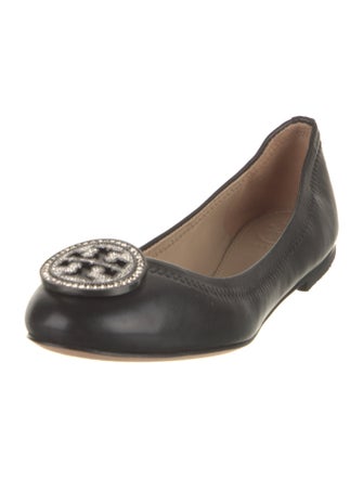 Tory Burch Leather Crystal Embellishments Ballet Flats