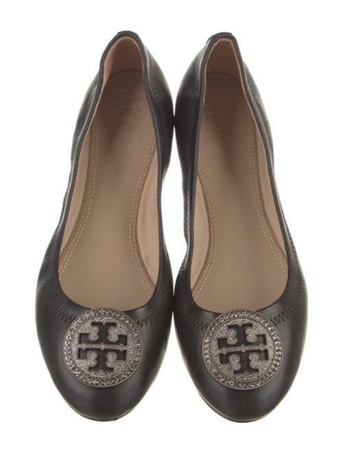 Tory Burch Leather Crystal Embellishments Ballet Flats