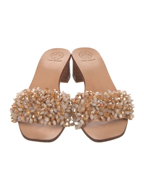 Tory Burch Leather Beaded Accents Slides