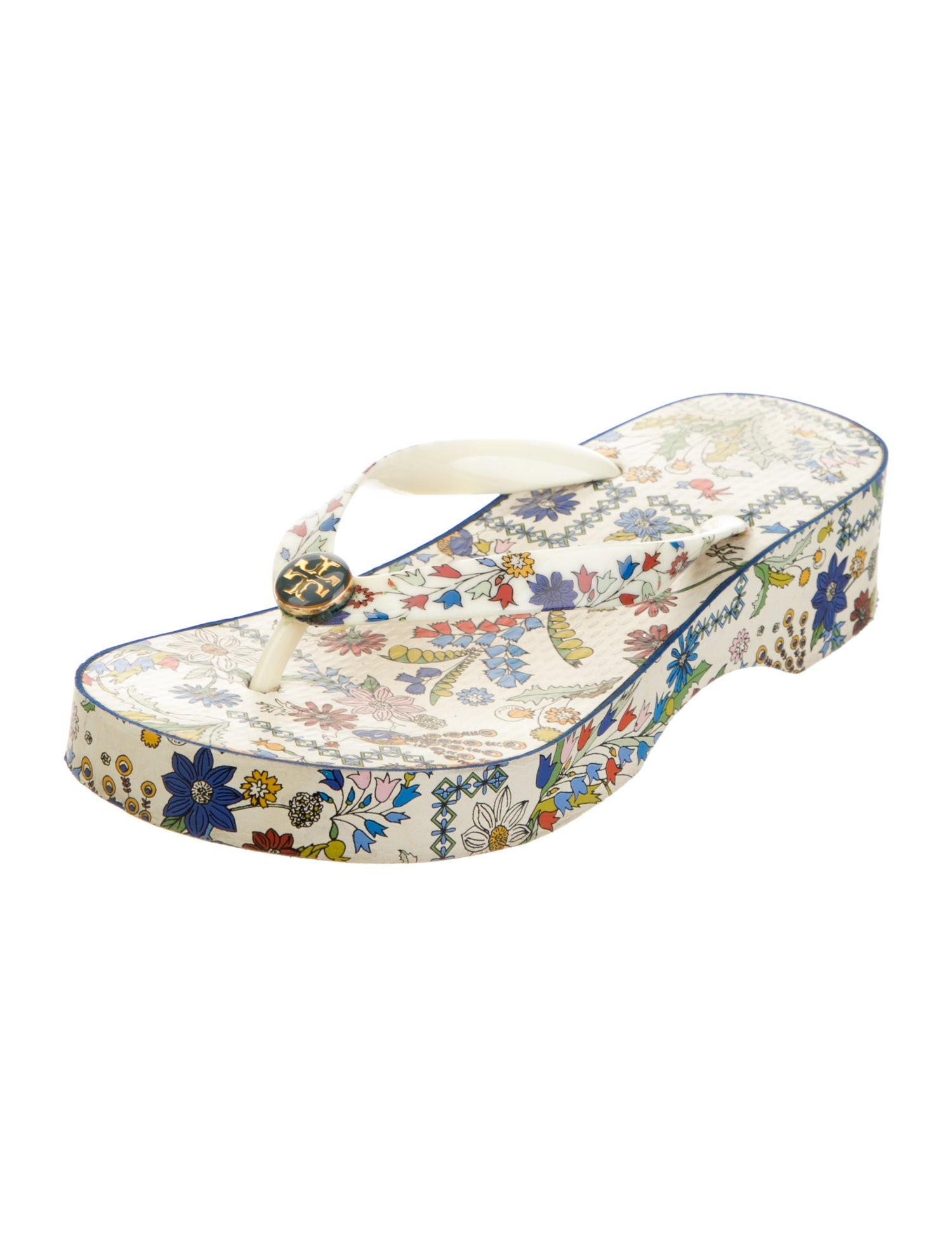 Tory Burch Rubber Floral Print Flip Flops