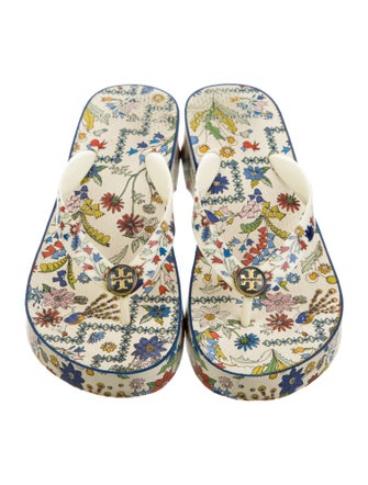 Tory Burch Rubber Floral Print Flip Flops