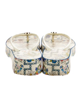 Tory Burch Rubber Floral Print Flip Flops