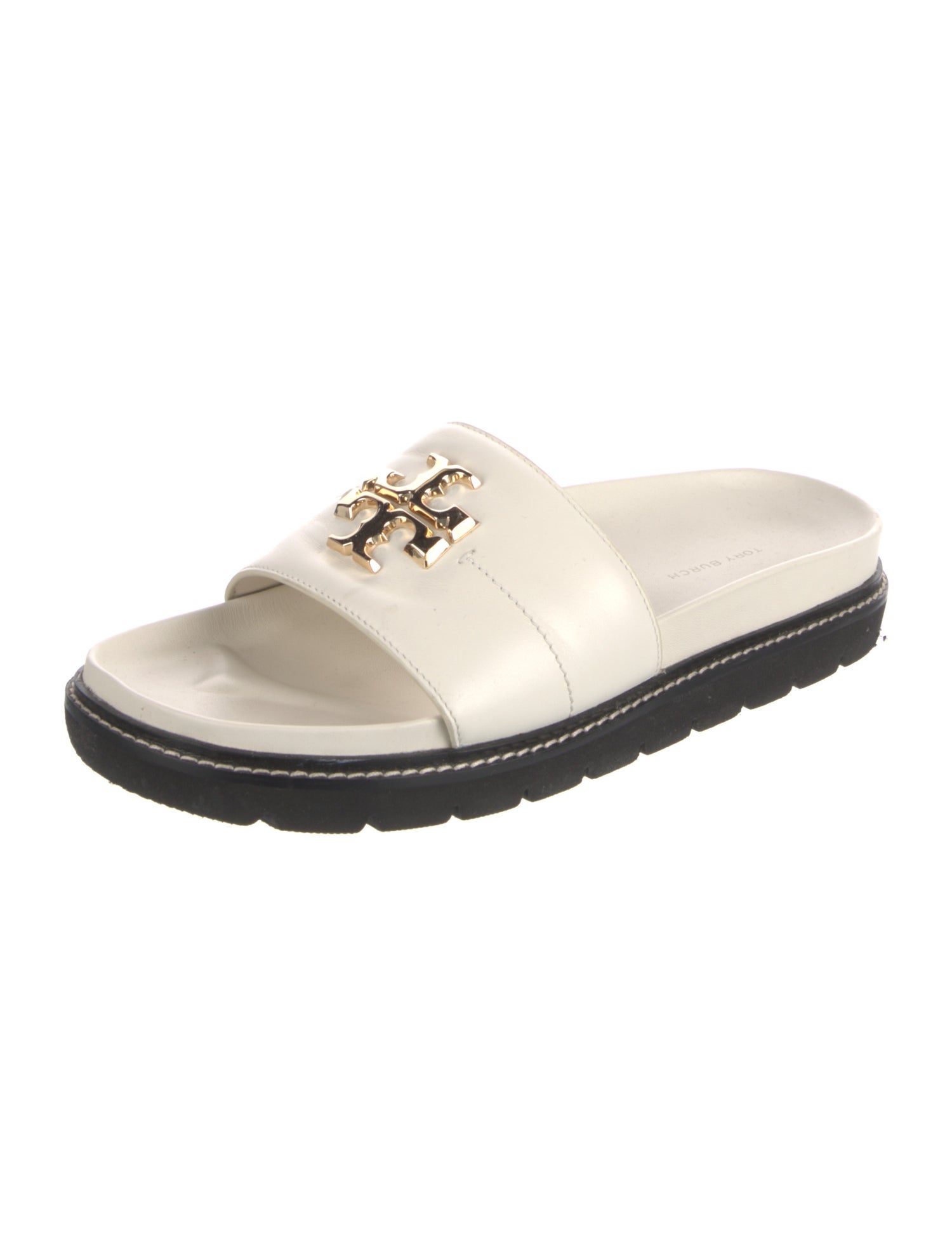 Tory Burch Leather Embroidered Accent Slides