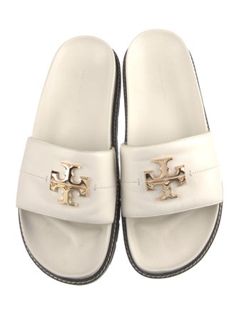 Tory Burch Leather Embroidered Accent Slides