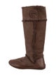 Tory Burch Suede Whipstitch Trim Riding Boots
