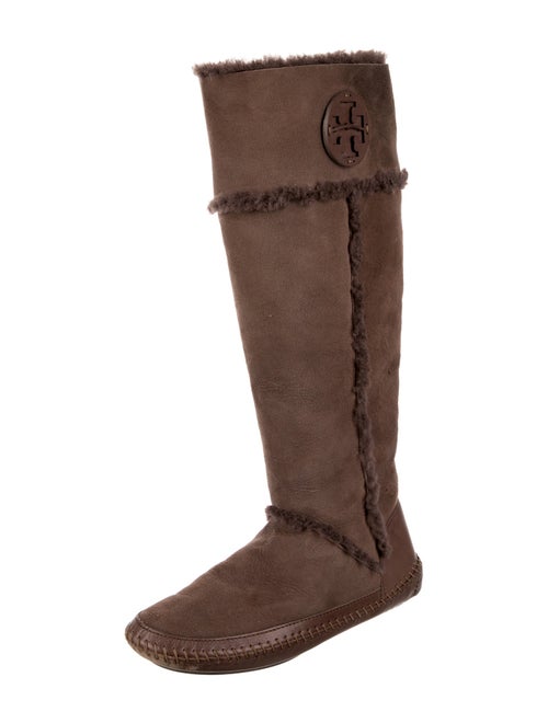 Tory Burch Suede Whipstitch Trim Riding Boots