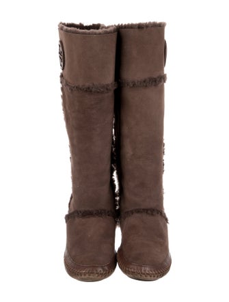 Tory Burch Suede Whipstitch Trim Riding Boots