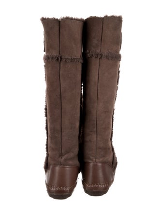 Tory Burch Suede Whipstitch Trim Riding Boots