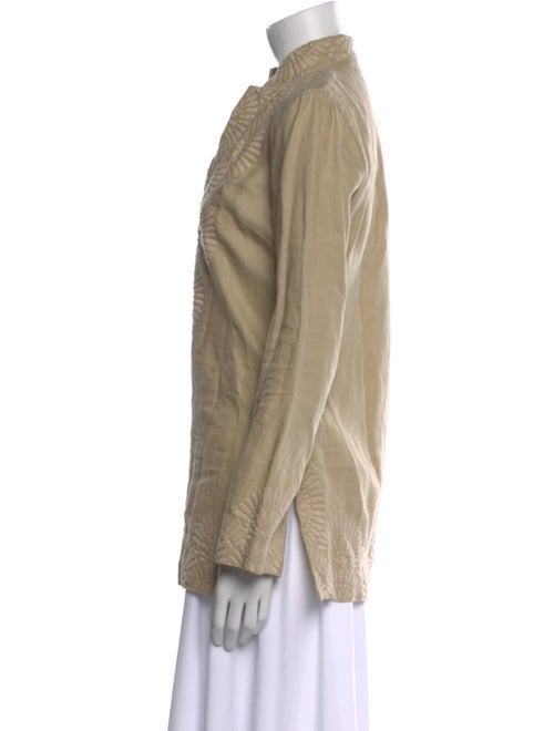 Tory Burch Linen V-Neck Button-Up Top