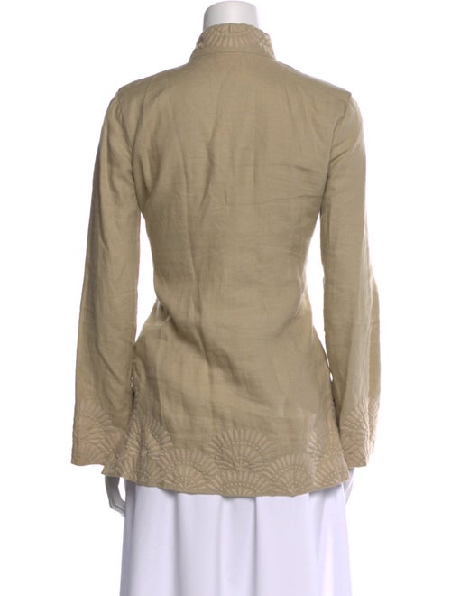 Tory Burch Linen V-Neck Button-Up Top