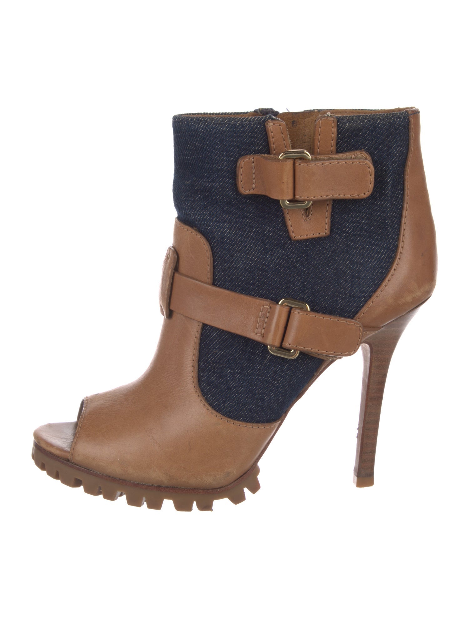 Tory Burch Leather Colorblock Pattern Moto Boots