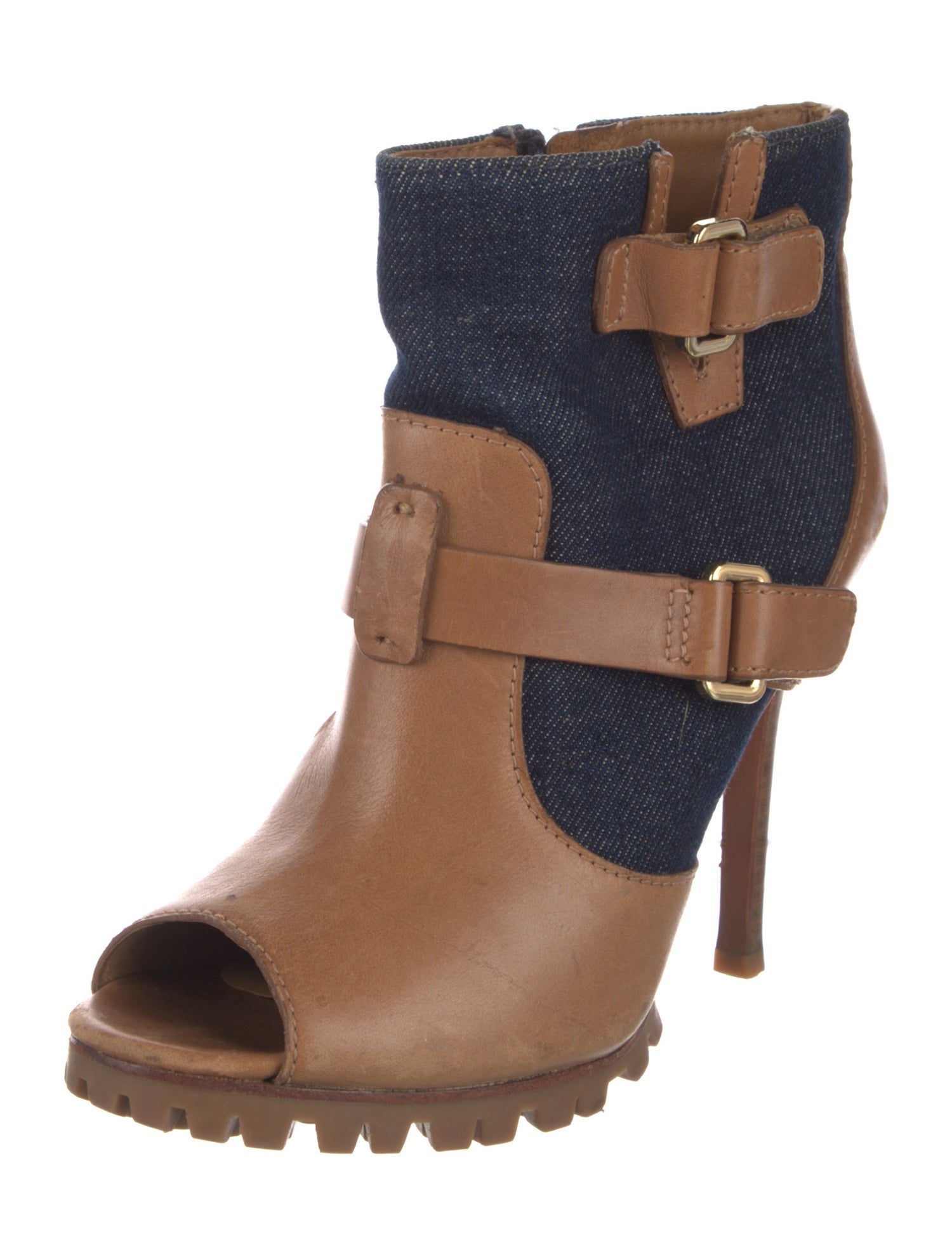 Tory Burch Leather Colorblock Pattern Moto Boots