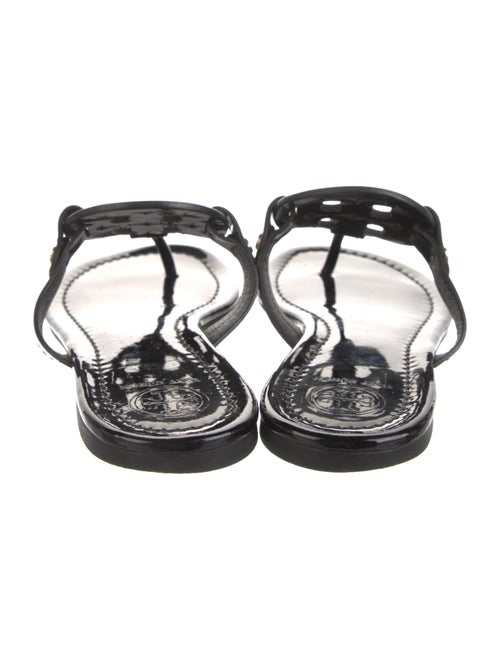 Tory Burch Patent Leather Leather Trim Embellishment Slides