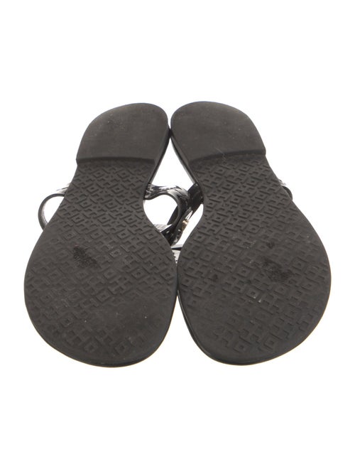 Tory Burch Patent Leather Leather Trim Embellishment Slides