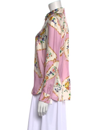 Tory Burch Silk Floral Print Button-Up Top