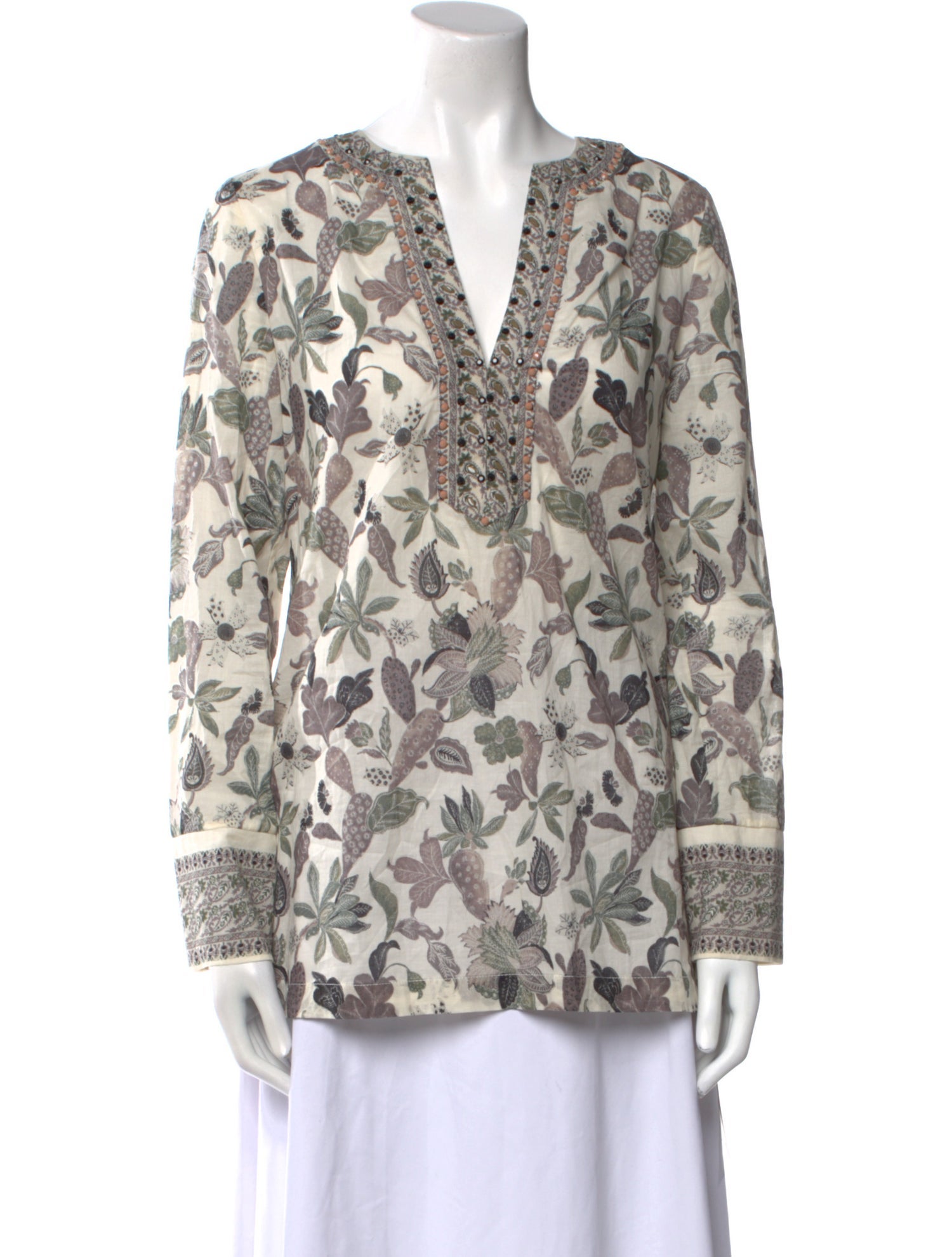 Tory Burch Printed V-Neck Blouse