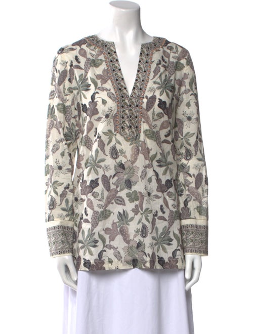 Tory Burch Printed V-Neck Blouse