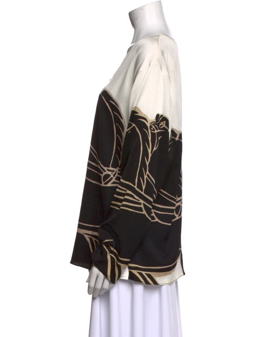 Tory Burch Printed V-Neck Button-Up Top