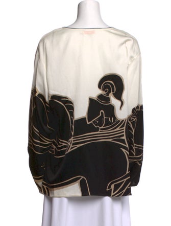 Tory Burch Printed V-Neck Button-Up Top