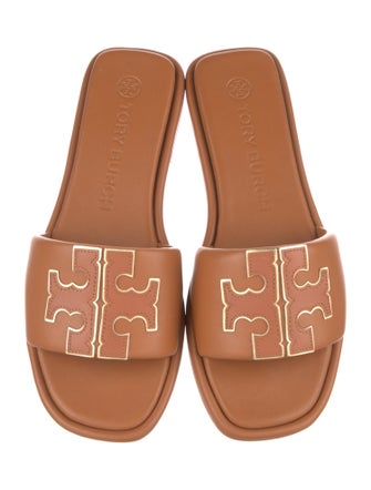 Tory Burch Leather Leather Trim Embellishment Slides