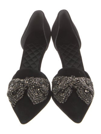Tory Burch Suede Bow Accents D'Orsay Pumps