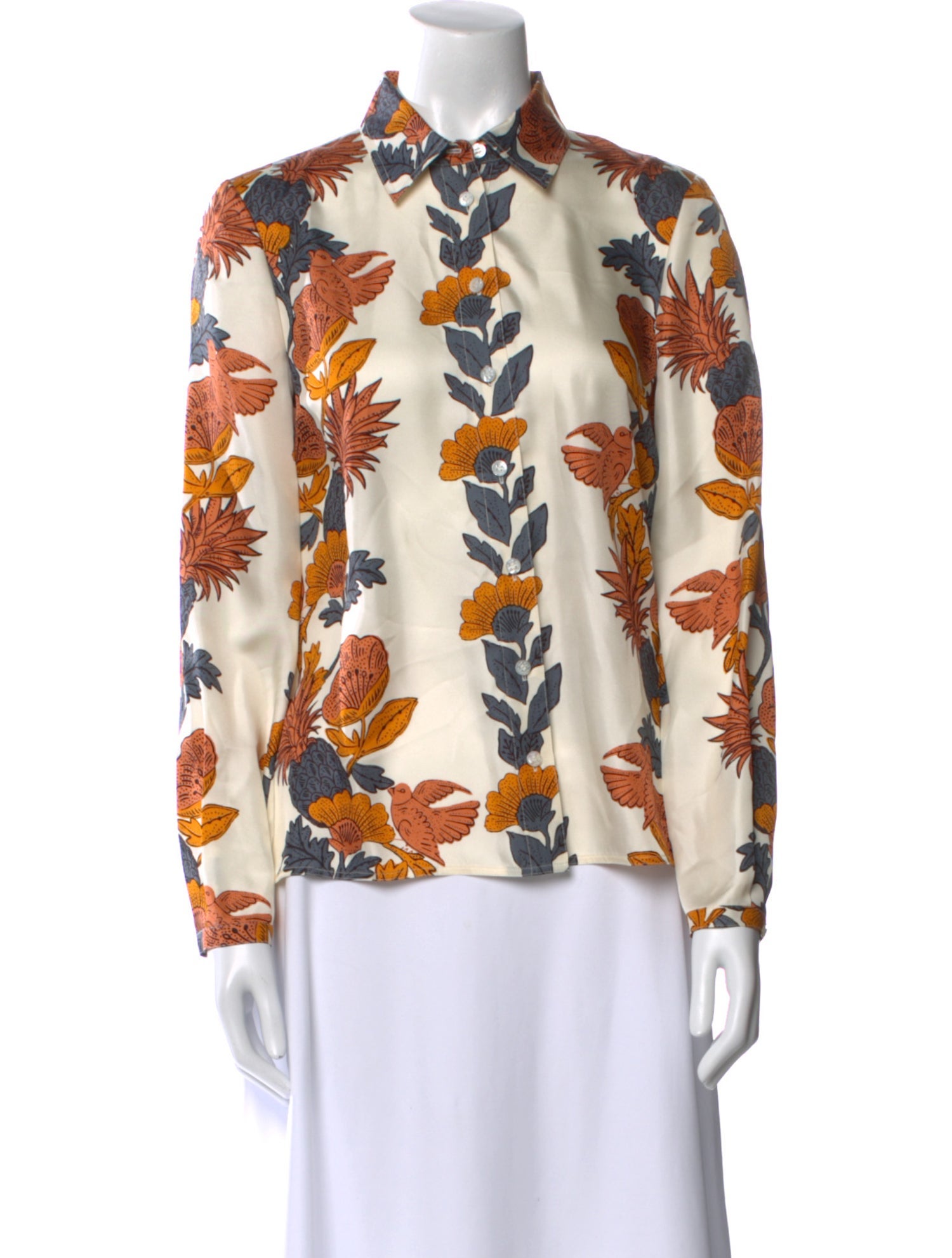 Tory Burch Silk Floral Print Button-Up Top w/ Tags