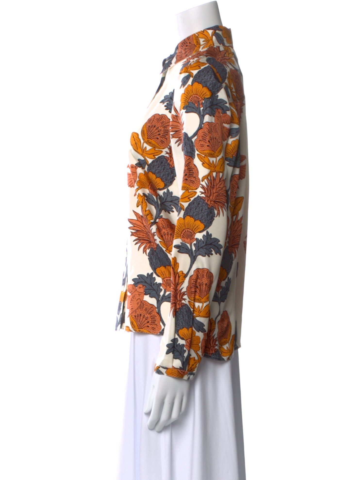 Tory Burch Silk Floral Print Button-Up Top w/ Tags