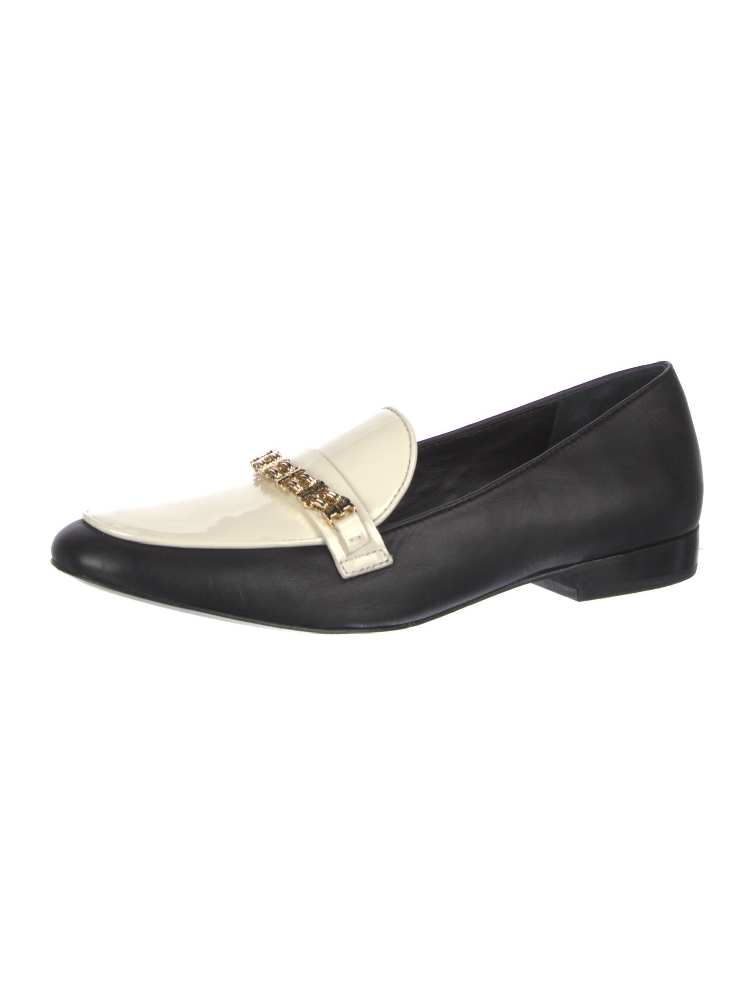 Tory Burch Leather Chain-Link Accents Loafers