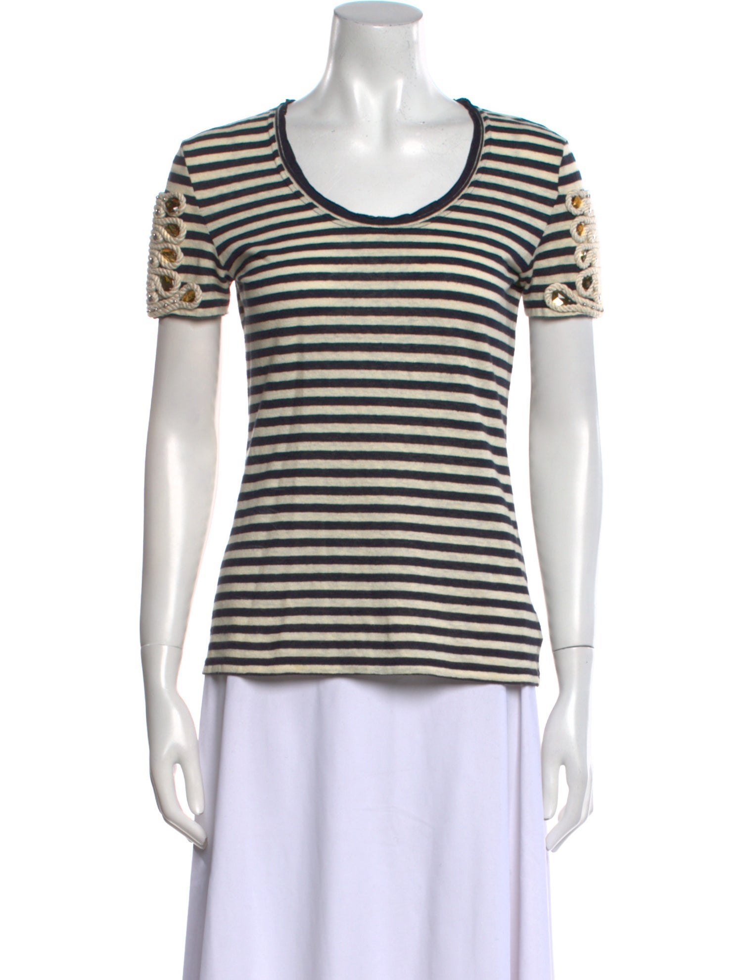 Tory Burch Striped Scoop Neck T-Shirt