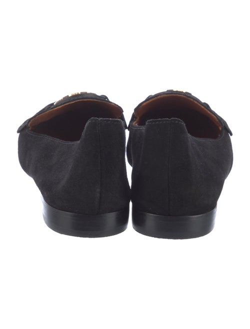 Tory Burch Suede Embroidered Accent Loafers