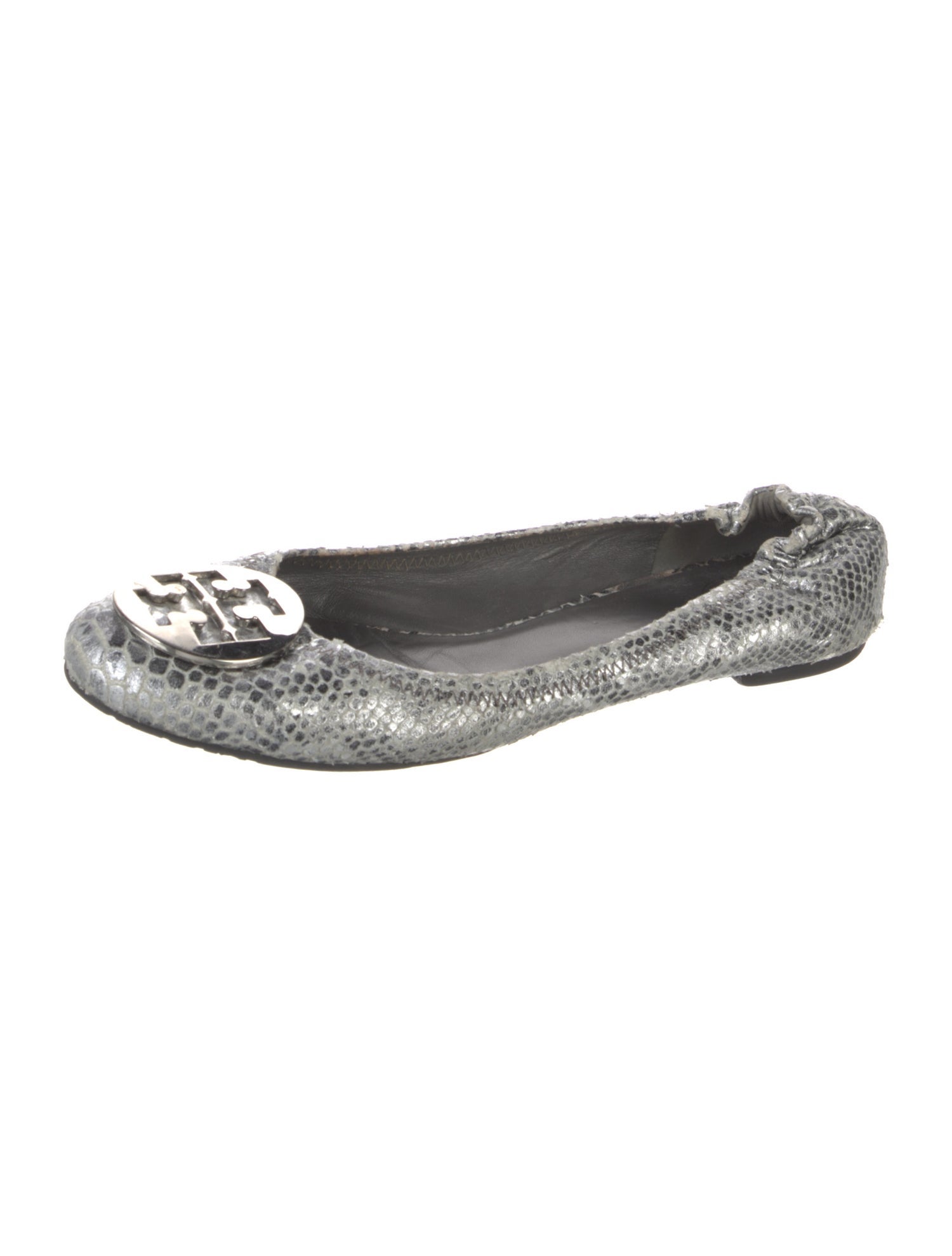 Tory Burch Embossed Leather Animal Print Ballet Flats