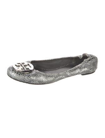 Tory Burch Embossed Leather Animal Print Ballet Flats
