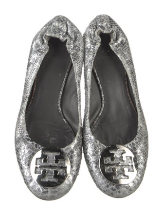 Tory Burch Embossed Leather Animal Print Ballet Flats