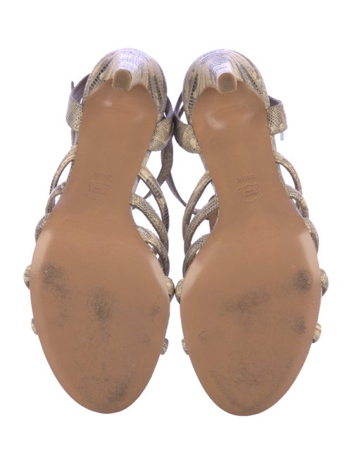 Tory Burch Embossed Leather Animal Print Gladiator Sandals