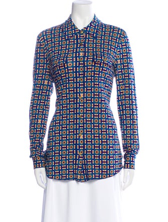 Tory Burch Silk Printed Button-Up Top
